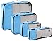 Amazon Essentials 4-Piece Packing Cubes Travel Accessories Set, Luggage Organizer with Double Zipper, Mesh Top, 100% Polyester, Small/Medium/Large/Slim, Sky Blue (Previously Amazon Basics)