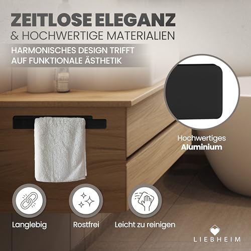 LIEBHEIM Duschablage Edelstahl schwarz Handtuchhalter Aluminium schwarz 40 cm