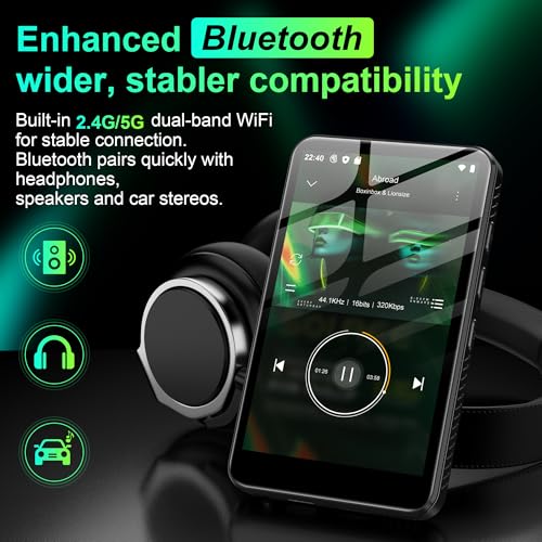 Image of SWOFY MP3 Player with Bluetooth and WiFi,D08 32GB MP3 MP4 Player 4.0 Inch Touchscreen,Android 13 OS Music Player with Spotify,Pandora, Audible, Amazon Music, Play Store, FM Radio Black
