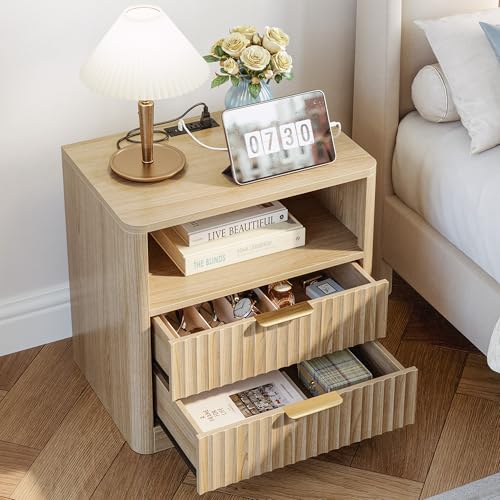 IRONCK-Fluted-Night-Stand-Set-of-2-Modern-Nightstand-with-Charging-Station-Drawers-and-Open-Shelves-Bedside-Table-Wood-Side-Table-Set-for-Bedroom