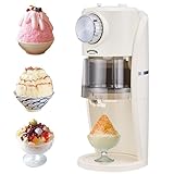 Shaved Ice Machine - Snow Cone Machine Equipped with Stainless Steel Blade Adjustment Knob to Freely Adjust the Thickness of the Snowflakes and 2 Reusable Plastic Ice Mold Cup (White)
