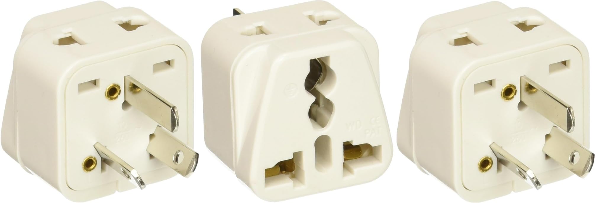 Ckitze Australia, New Zealand, China Travel Grounded Universal 2 Inputs USA Power Plug Adapter - 3 Pack - Type I - CE Certified for Mobile Cell Phone, Laptop, Tablet Chargers and More