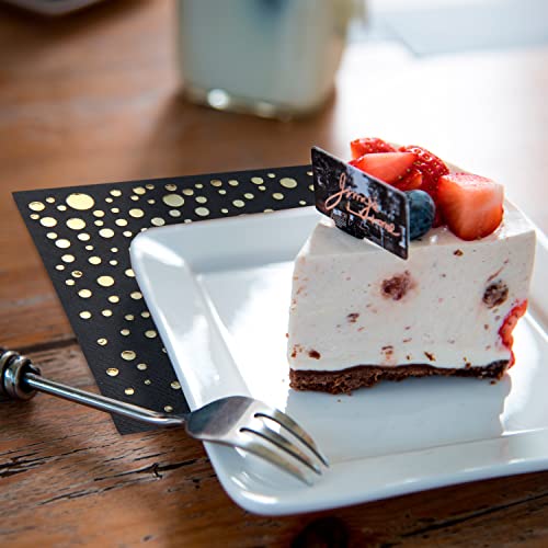 Stylish 5X5 Inch Gold Napkins -100 Pack Of White And Gold Cocktail Napkins - Add Sparkle To Your Event With Party Napkins - 3 Ply Gold Paper Napkins - Disposable Wedding Napkins Or Dessert Napkins #TOP7