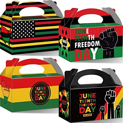 Fainne 100 Pieces Juneteenth Treat Boxes Paper Gift Bags Juneteenth Party Supplies Favors Paper Goodies Boxes African Party Supplies for Juneteenth African Party Decoration Supplies