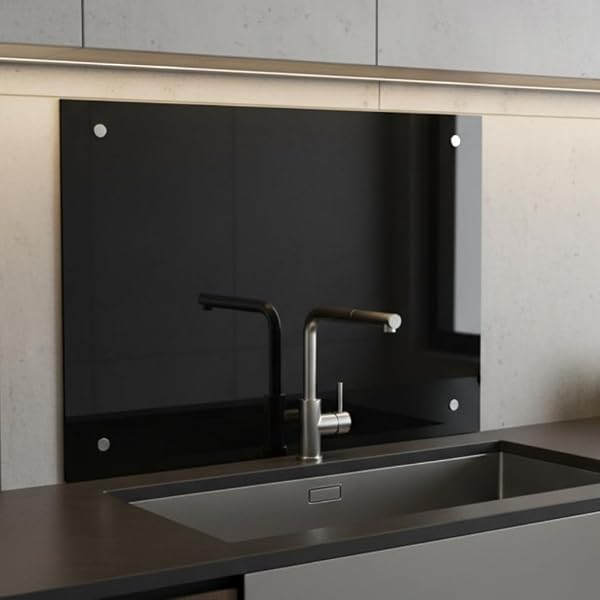 Mucola Kitchen Back Wall Frosted Glass 80 x 50 cm - Splash Guard Made of 6 mm Safety Glass Satin & Heat Resistant, Scratch-Resistant, Includes Stainless Steel Mounting Set, Glass Back Wall Kitchen - 3