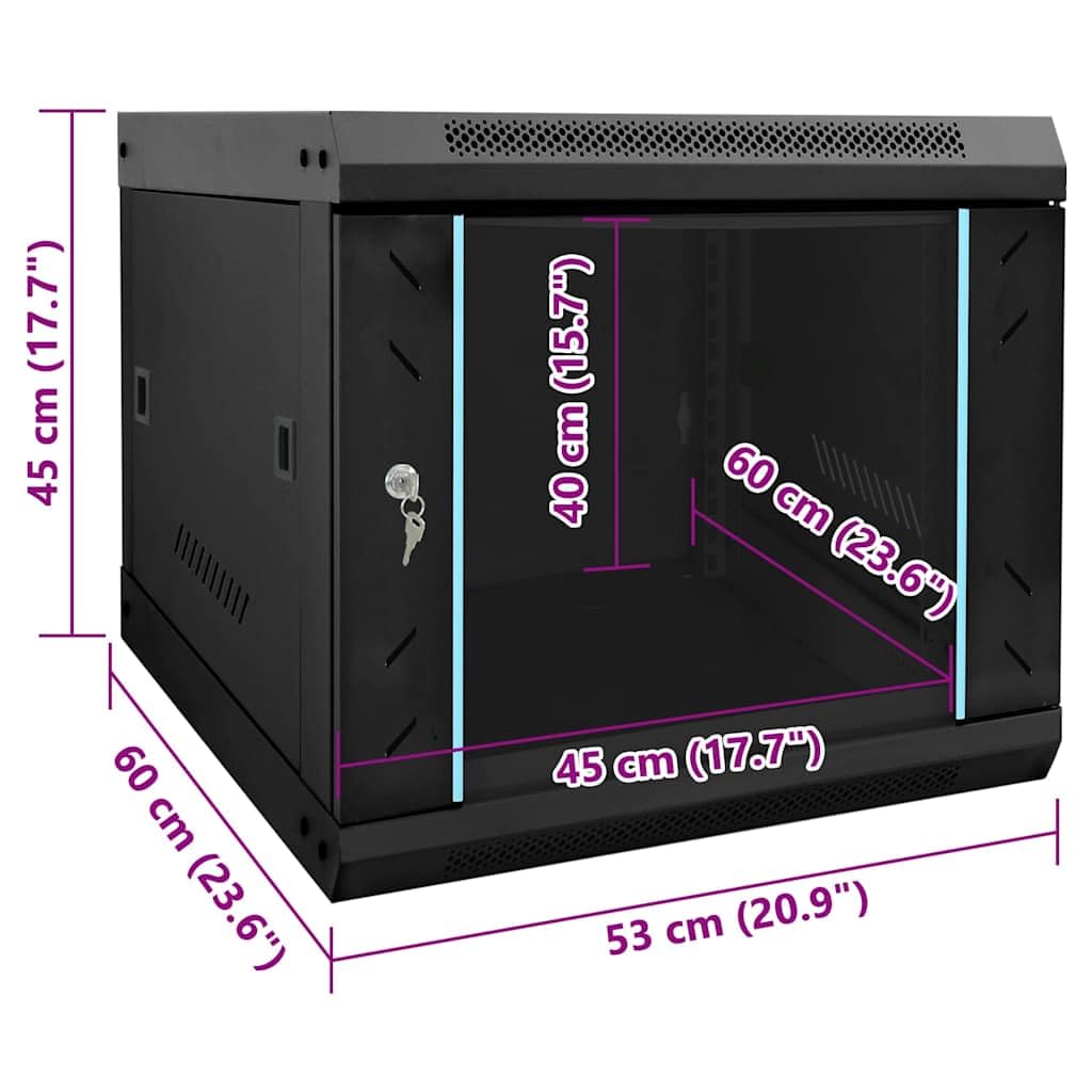 Generico Armadietto di Rete Nero 53 x 60 x 45 cm Acciaio,Accessori per dispositivi elettronici,Componenti per Computer,Dispositivi archiviazione,Sistemi di archiviazione di Rete,Nero,11.5 kg,42017652