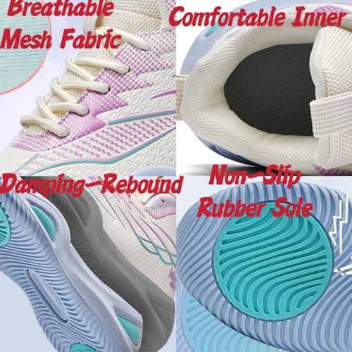 Womens Lace Up High Top Basketball Shoes Breathable Non Slip Outdoor Sneakers Cushioning Workout Shoes for Fitness Training Athletic2