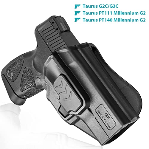 Taurus G2C Holster, OWB Holster Fits Taurus G2C/G3C, Taurus Millennium G2 PT111/PT140, Outside Waistband Carry Holster, Level II Retention Locking System, 360 Degrees Adjustable, Right/Left Hand-Clear