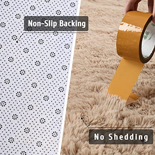 Dweike Fluffy Shaggy Area Rug, 6X9 Feet Beige Plush Rugs For Living Room Bedroom, Soft Carpets For Kids Girls Boys Room, Extra Large Fuzzy Rug, Upgrade Non-Slip Rugs, Beige #TOP3