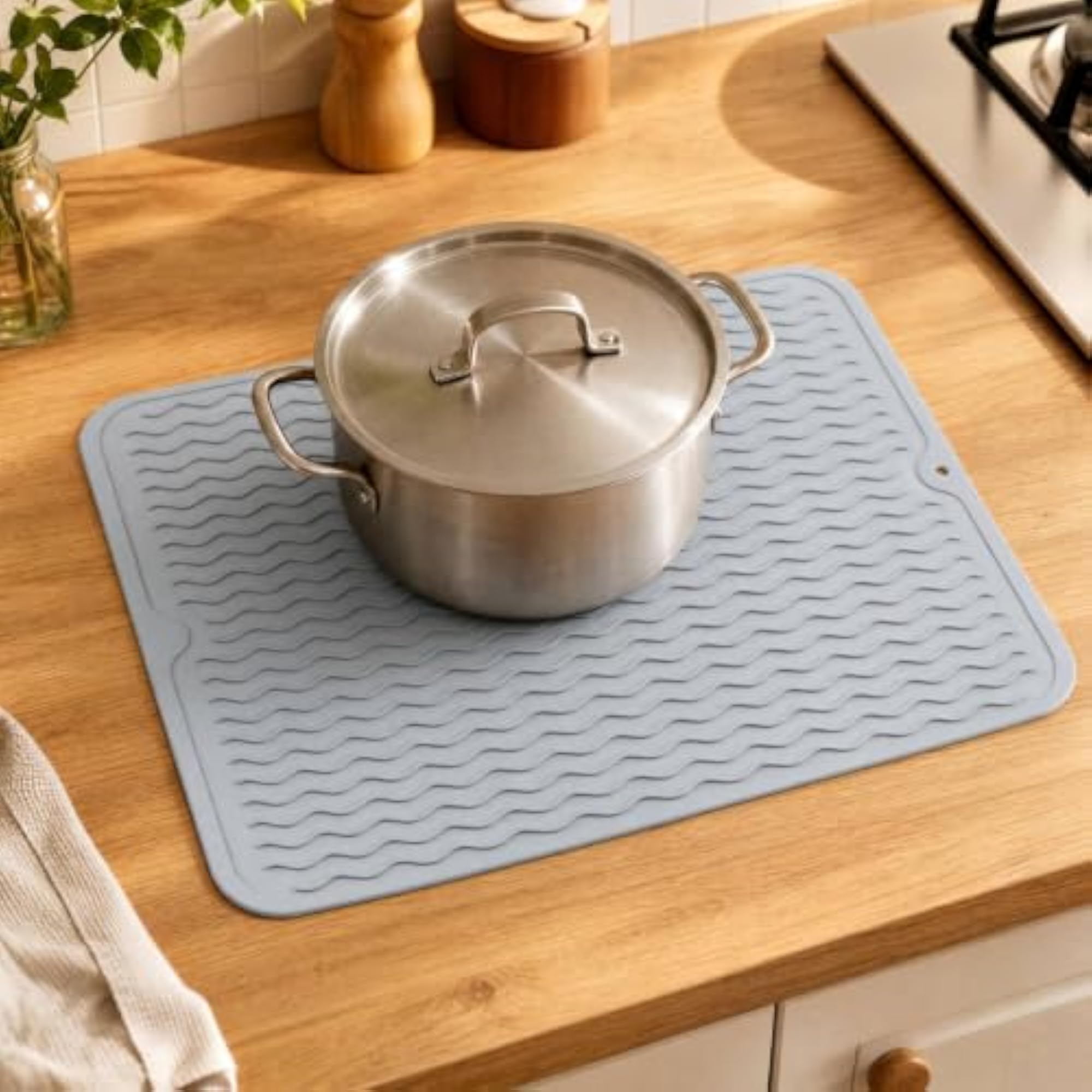 Flexible Silicone Dish Dehydrating Mat with Hanging Hole, 40x50cm