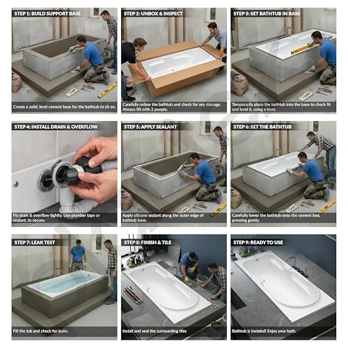 Image of Plantex Bathtub For Bathroom /Bath tub for Adults /Deep Soaker Bathtub with Overflow and Waste Coupling Accessories (White - 1670 mm)