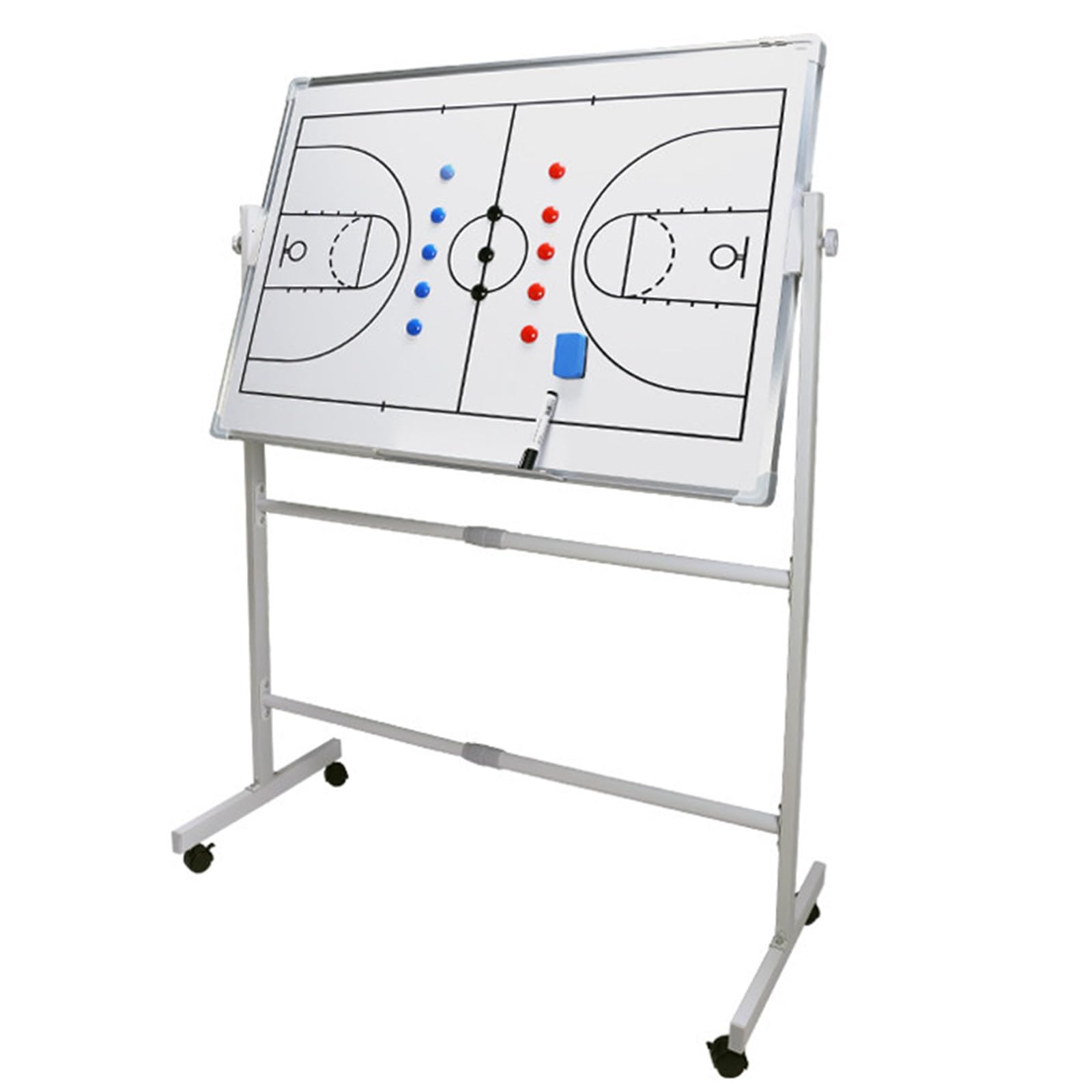 Wangyingxu Double-Sided Wheeled Coaching Whiteboards, Basketball/Football Board for Coaches, With Marker Pen and Eraser, Retractable Bracket, For Daily Training, Tactical Deployment Basketball