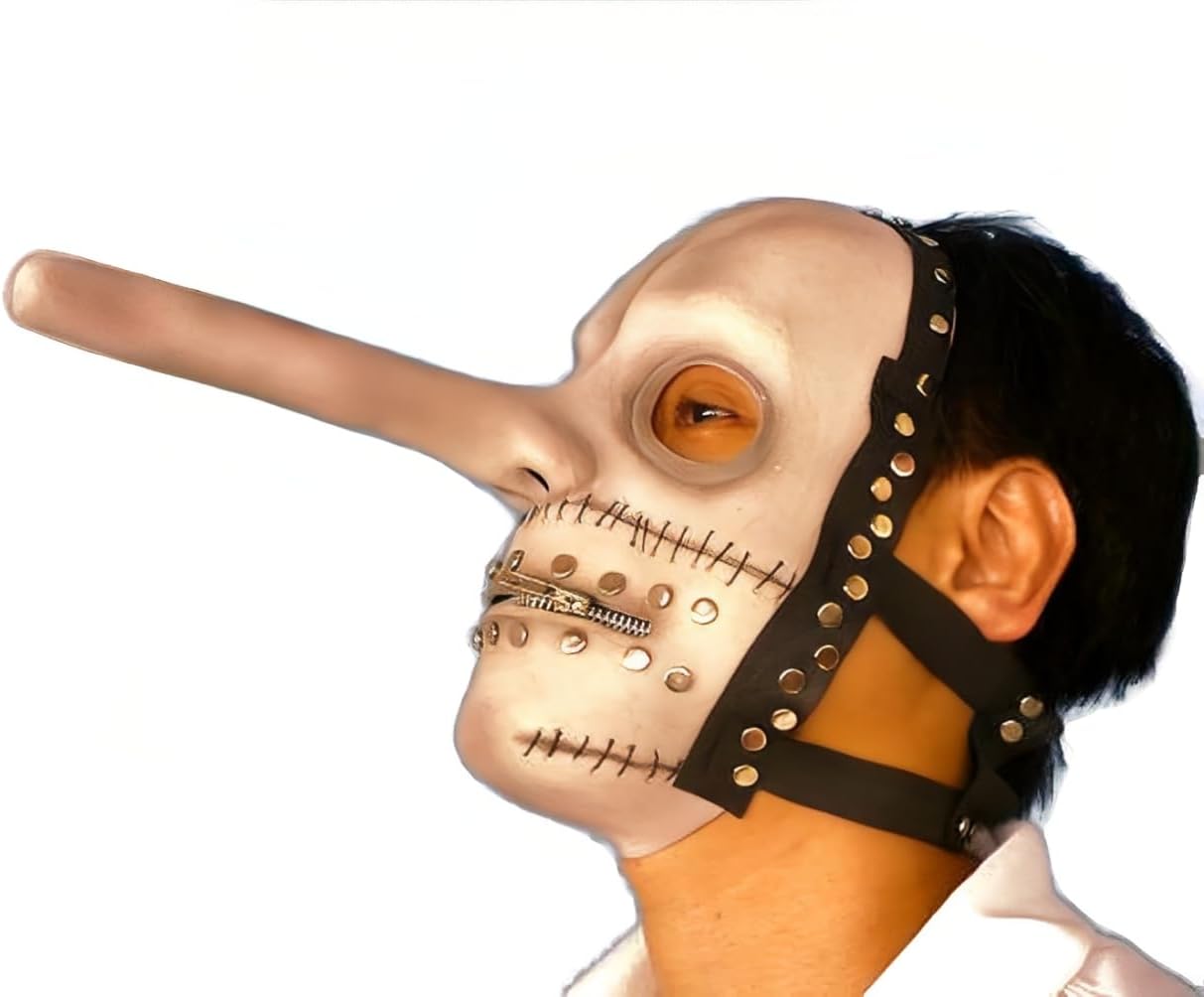 Chris Fehn Long Nose Zipper Mouth Latex Mask Halloween Costume Prop