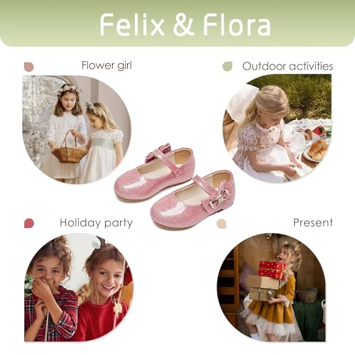 Image of Felix & Flora Toddler Flower Girl Dress Shoes - Baby Girl Ballet Mary Jane Flats for Party School Wedding