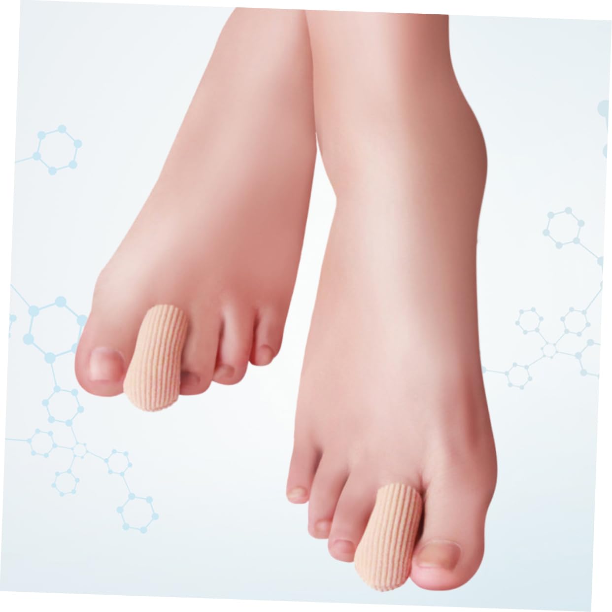 Ipetboom 2pairs Khaki Toe Separator Sleeves Gel Spacers for Bunion and Overlapping Toes Cushioned Protector for and Proper Alignment
