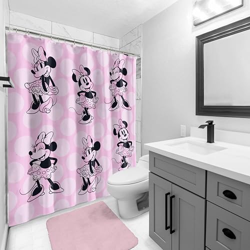Image of Jay Franco Disney Minnie Mouse Fabric Shower Curtain - Kids Blush Pink Bathroom Decor