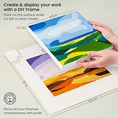 Arteza DIY Frame Acrylic Pad, 24.2 x 24.2 cm Folded, 20 Sheets, Heavyweight Acrylic Paint Paper, 220 lb (360 GSM), Acid-Free, Canvas Pad for Acrylic Painting & Mixed Media Art