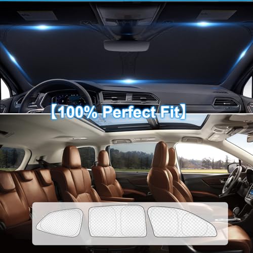 Image of KMF 8pcs Thicken Sun Shades for Subaru Ascent 2019-2025 2026 Accessories, Full Car Window Covers Sunshade for Windshield Side Rear, UV Block and Blackout Protect Privacy for Camping