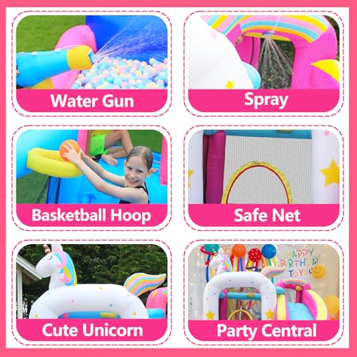 Doctor Dolphin Bounce House for Kids, Inflatable Water Slide, Indoor Bouncy House with Slide, Kids Bouncy Castle with Waterslide, Jump House Water Bounce House with Ball Pit for Wet and Dry