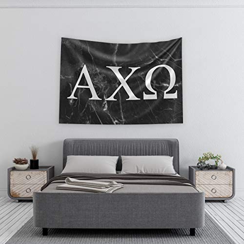 Pro-Graphx Alpha Chi Omega Greek Sorority & Fraternity Flag Officially Licensed, Tapestry, Display Banner, Sign, Letter Pattern Large Decor - 3 Feet X 5 Feet - Black Marble #TOP6