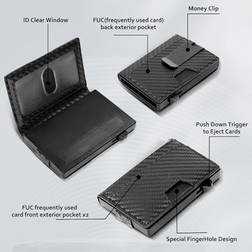 Slim Wallet for Men with Pop Up Card Holder 9-13 Cards, Bifold Minimalist Smart Wallet RFID Blocking Credit Card Holder with ID Window & Stretchable Cash Slot Compact Metal Aluminum Card Case3