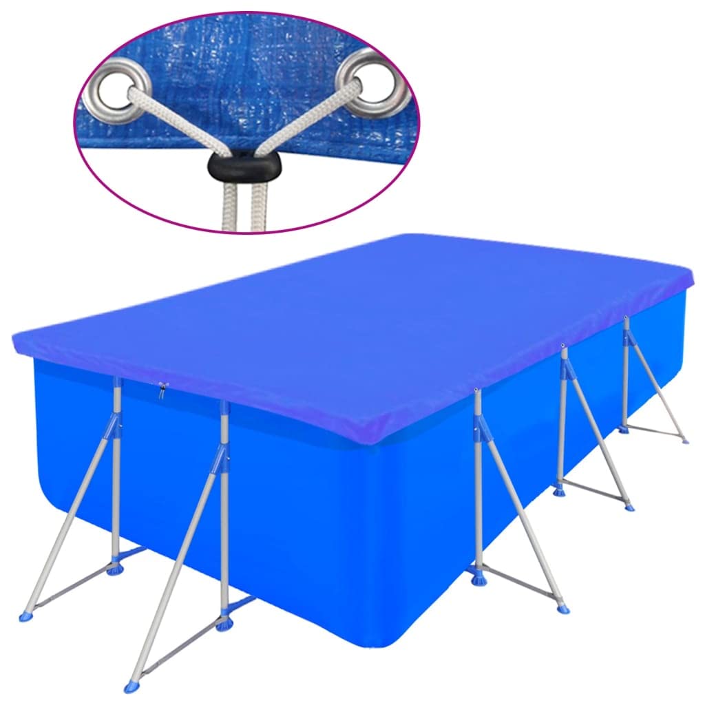 Pokrowce na baseny, prostokątne, 90 g/m², 540 x 270 cm, ciemnoniebieskie, odporne na rozerwanie, ze szwem, do basenów rozstawianych i ogrodowych jako ochrona przed liśćmi i zimą