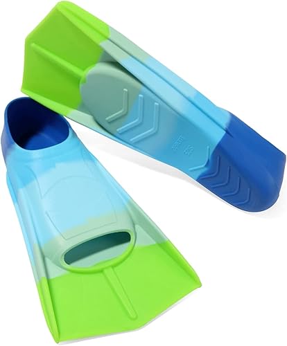 Miniatura 197 de Aletas de natación para niños, aletas cortas para niños y jóvenes, aletas de natación para entrenamiento de natación para niños, niñas, niños Azul,