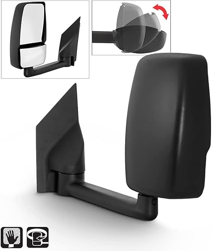 Miniatura 2 de ACANII - Reemplazo del espejo de remolque plegable manual para GMC Savana VanChevy Chevrolet Express 2003-2017 - Lado izquierdo del conductor