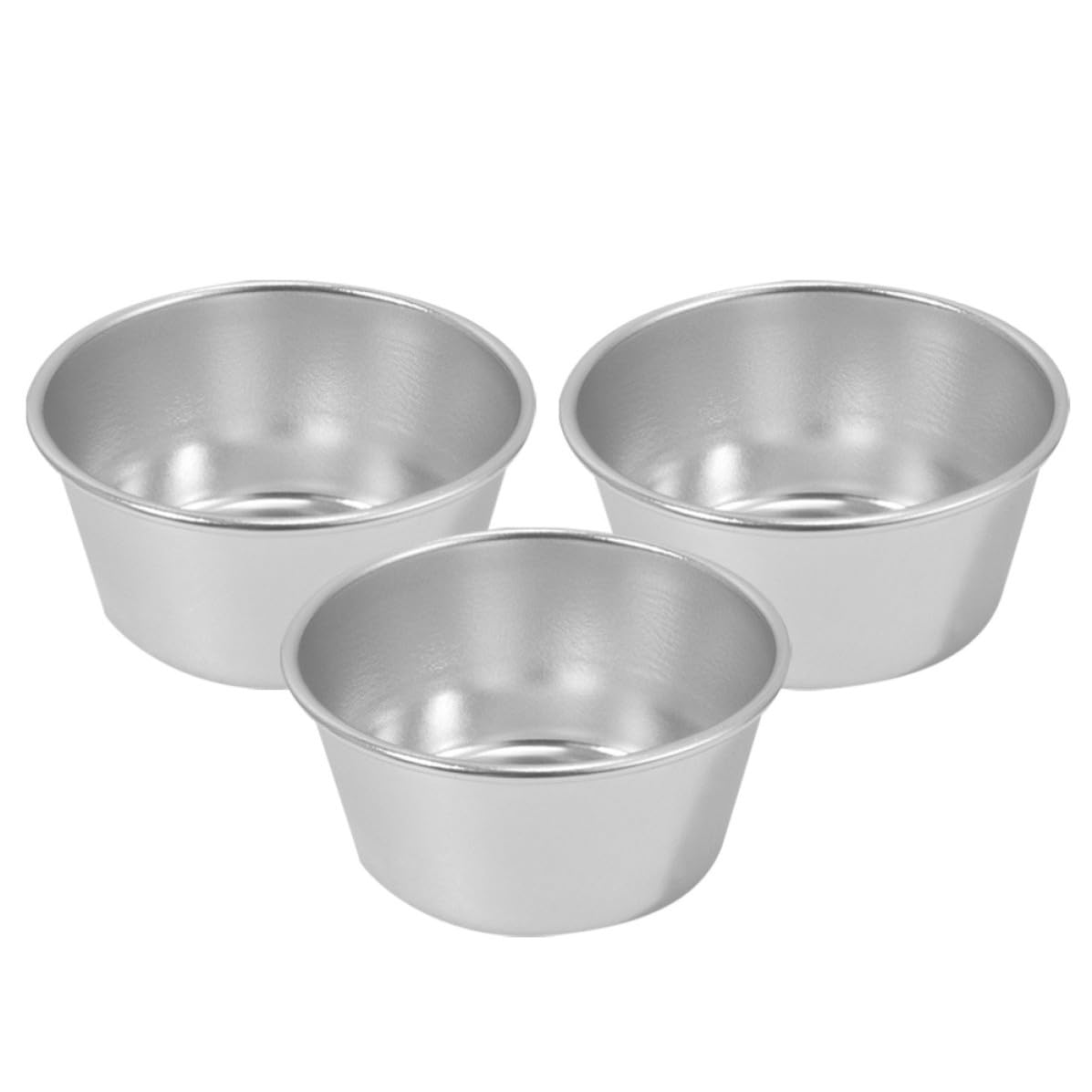 Cabilock 3 Pezzi Stampo per Budino in Acciaio ad Alto Carbonio Rivestimento Antiaderente, Resistente, per Pasticceria e Uso Domestico, Colore Argento