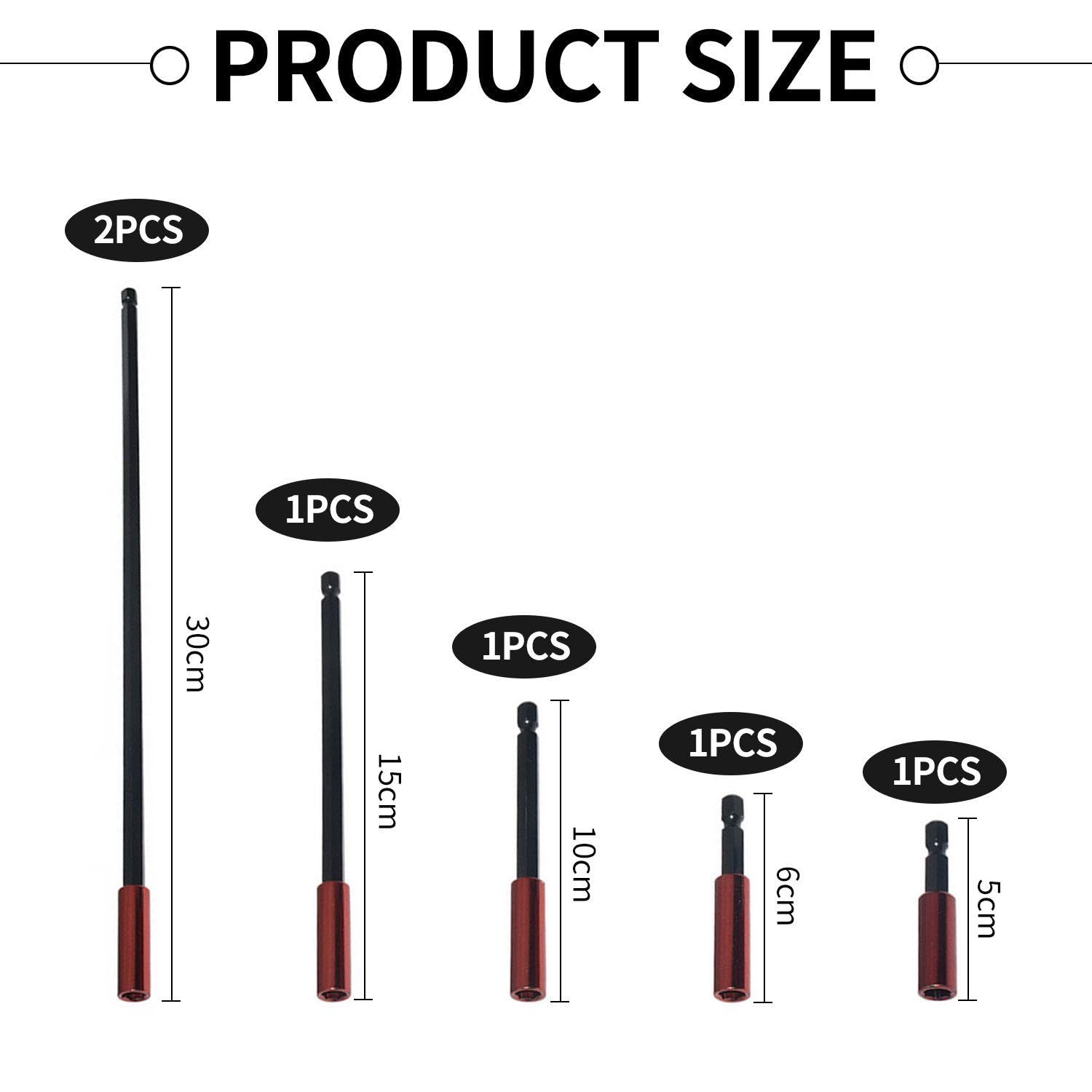 2 Pieces of Extension Bit Holder, 4 Pieces of Hexagonal Shank Steel Magnetic Screwdriver Extension Rod - Image 2