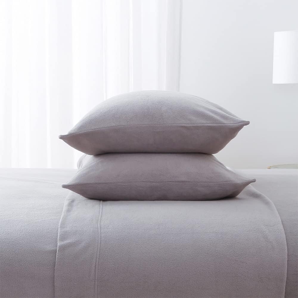 berkshire Blanket Microfleece Sheet Set - 3 Pieces,Lightweight Sheets with Deep Pocket,All-Season Bedding-Set(Twin,Dove Grey)