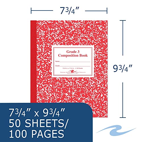 Roaring Spring Paper Products Composition Book, Grade 3 Ruled, 50 Sheets, 9-3/4 X 7-3/4 Inches, Red (Roa77922) #TOP1