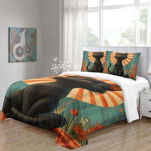 Housse de couette chat 3D pour transformer la chambre d'un ado avec un lit double en microfibre