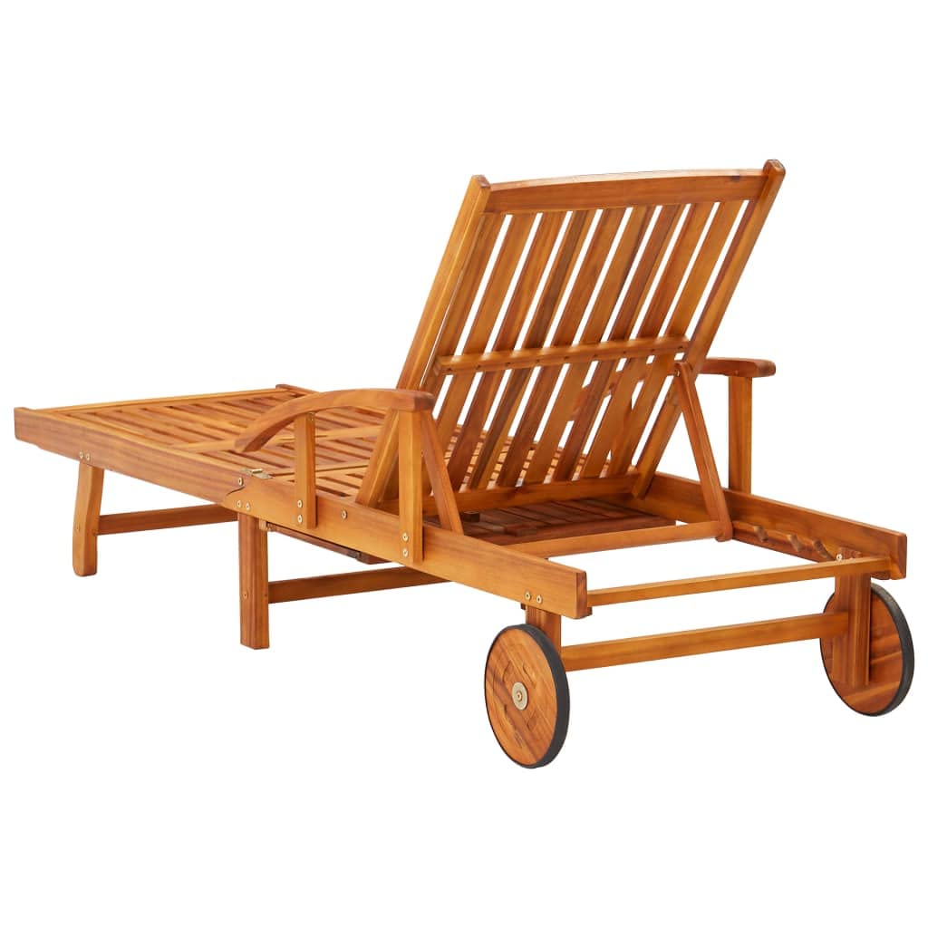 vidaXL 2X Madera Maciza de Acacia Tumbonas Hamaca Cama Salón Diván Asiento Piscina Playa Jardín Patio Terraza Balcón Exterior Muebles Decoración