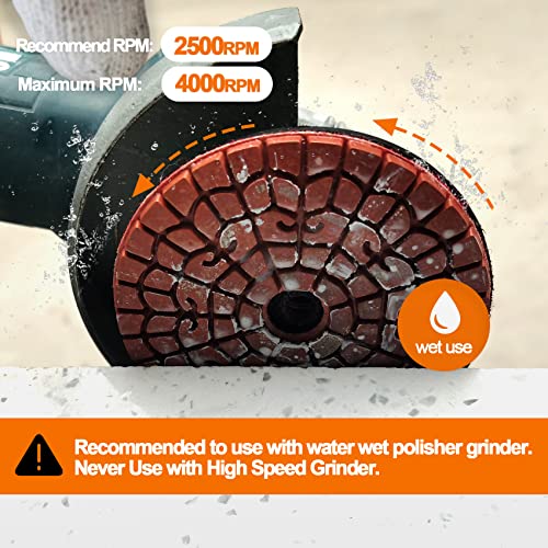 Diamond polishing pad 6PCS 4 Inch(#50*2,100*2 ,200*1 ,400*1)Super Copper Metal Bond Wet Diamond Polishing Pads for Granite Marble Concrete Floor Grinding Disc Strong Grinding Force. — view 5