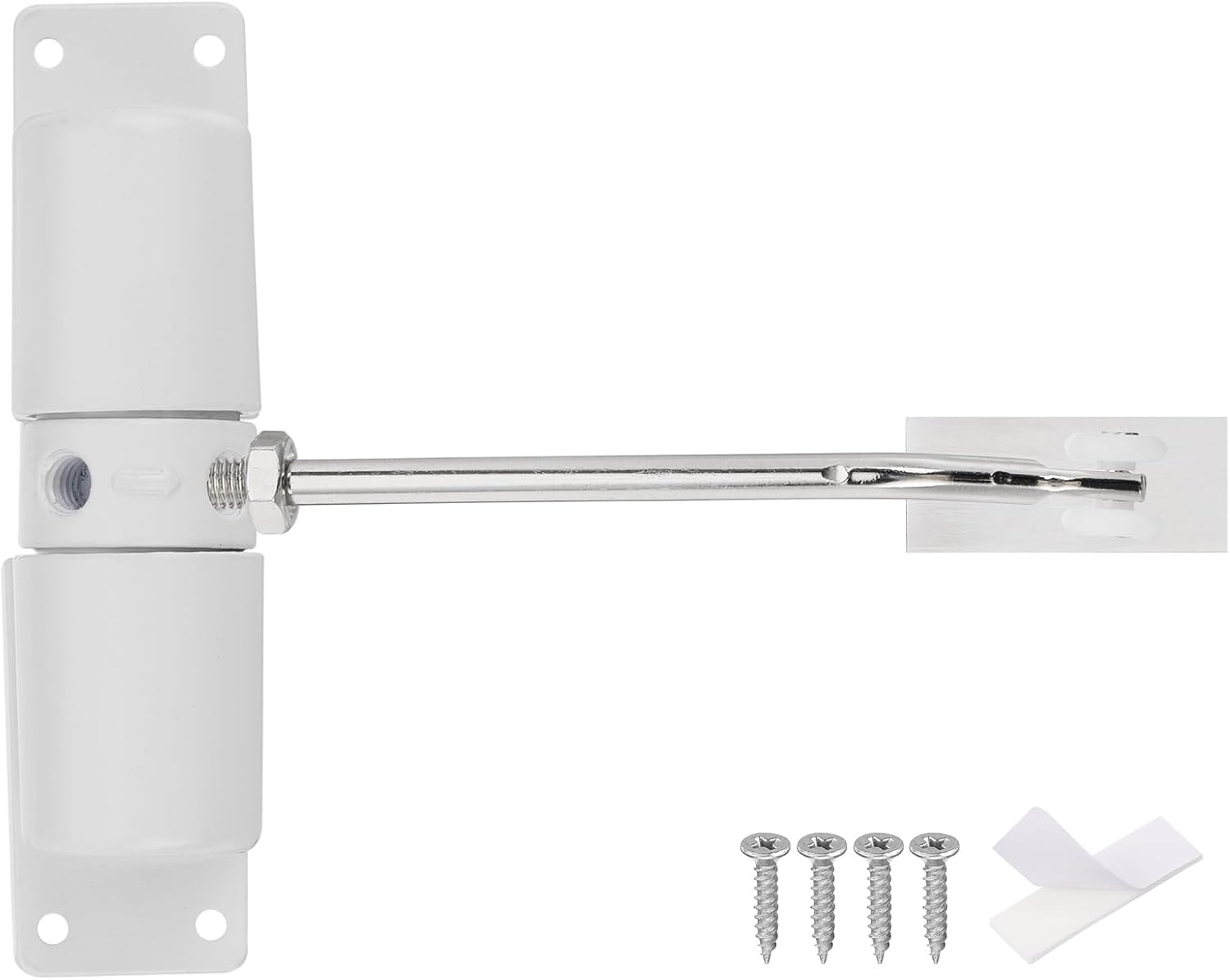 uxcell 128mm/5.04" Spring Door Closer, Aluminum Alloy Automatic Door Closers with Adjustable Closing Speed for Home Self-Closing 20-40kg Door, White