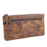 moonster Federmäppchen aus Leder Wunderschönes handgefertigtes Etui mit Reißverschluss Elegante Federtasche für Erwachsene und Studenten - Modernes Design mit Seitentasche Schlüsselring - 20x10