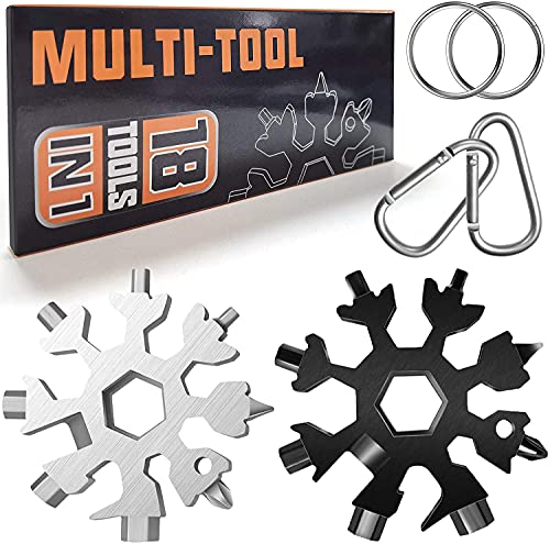 Fathers Day Gift 2 PK Multitool Gadgets Dad Gifts Men Brother Husband 18-in-1 Snowflake Multi Keyring Tools with Package Stainless Steel Outdoors Camping Flat Screwdriver Christmas Gift Xmas