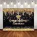 Mocsicka Black and Gold Graduation Backdrop Congratulations Class of 2023 Photography Background Vinyl 2023 Graduation Party Decorations Congrats Grad Cake Table Banner (Black Gold, 7x5ft)