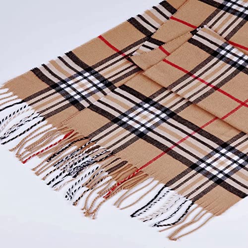 Ausekaly Scarf For Men Women Cashmere Neck Scarf Plaid Winter Scarf Fall Softest Classic Warm Camel Black #TOP4