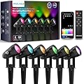 ANGELHALO Smart Landscape Spotlights, Low Voltage IP65 Waterproof Outdoor Spotlights Compatible with APP/Voice/Alexa Control, Color Changing Lights for Yard Garden Pathway Lawn, 6 Pack