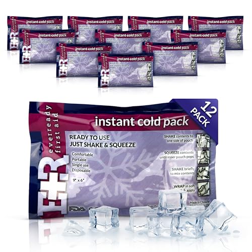 Image of Ever Ready First Aid Disposable Cold Compress - Instant Ice Pack for Injuries, Swelling & Pain Relief - 4.5 inch x 7 inch - 12 Pack