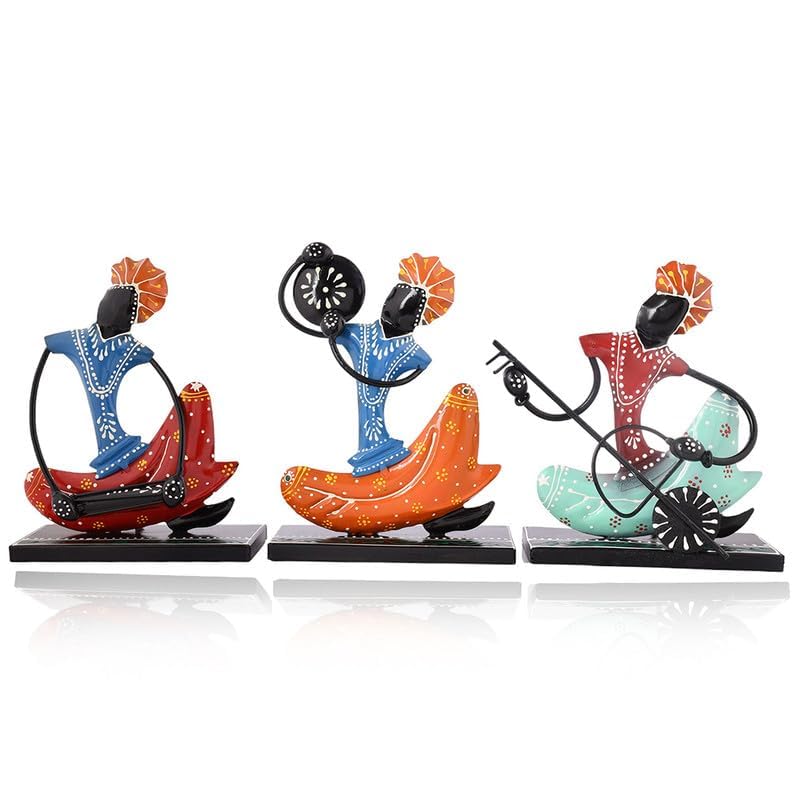 Image of Metal Nagpuri Musician Decorative Showpiece | Handcrafted Sculpture of Traditional Nagpuri Musician| Perfect for Home, Office, Music Room