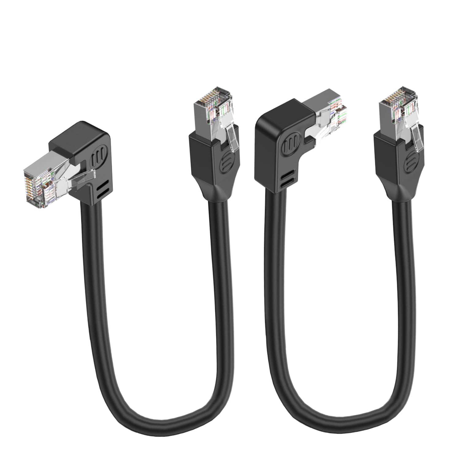 Krótki kabel Ethernet 90 stopni Cat5e LAN Cat 5e LAN, przedłużony kabel RJ45 wtyczka do wtyczki, kabel sieciowy do routera, modemu Smart TV, PC, laptopa, 30 cm (lewy prawy)