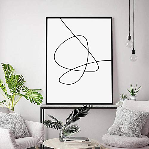Tableau moderne noir et blanc grand format poster minimaliste salon 70x100
