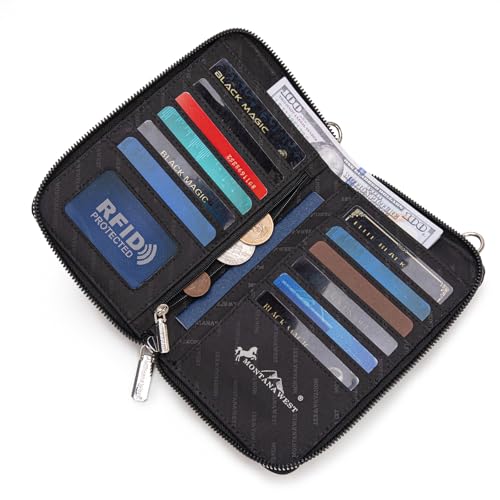 Image of Montana West Western Crossbody Phone Wallet for Women RFID Blocking Wallet Purse with Cash Slots & Zipper Pocket
