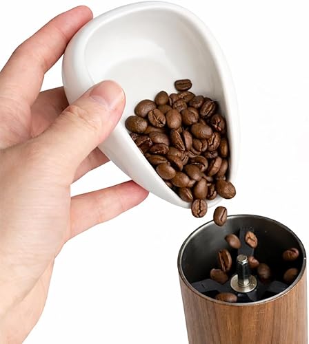 Taza dosificadora de granos de café,Pesar contenedor de grano de café,Recipiente de té de cerámica blanca pura,Juego de té suelto y pétalos de