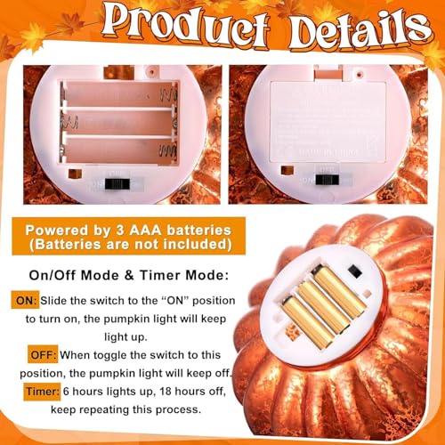 Calabaza de vidrio LED con temporizador y linterna programable 7
