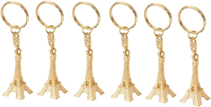 NUOBESTY 12pcs Eiffel Tower Keychain Retro Keychain Keyring Purse Bag Charms French Souvenirs Keychains Gifts Gold