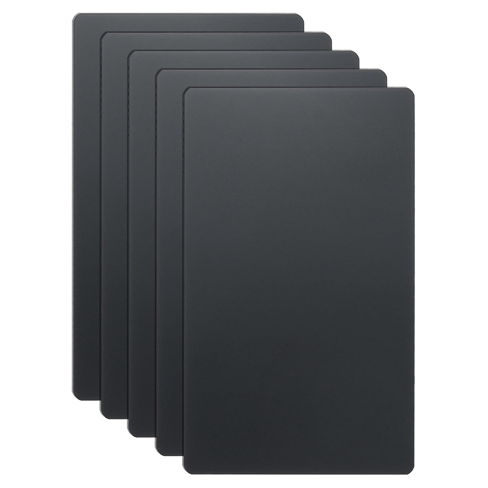 sourcing map 5pcs Metal Business Card 100 x 60 x 0.5mm 304 Stainless Steel Mirror Titanium Laser Engrave Cards Custom Blank CNC Engrave Sheet for House Office DIY Gift Invitations, Black